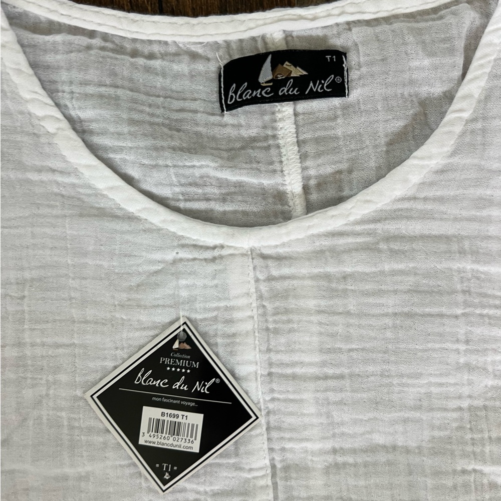 NWT Blanc du Nil Front Pocket Side Split Cotton Top - Picture 6 of 8